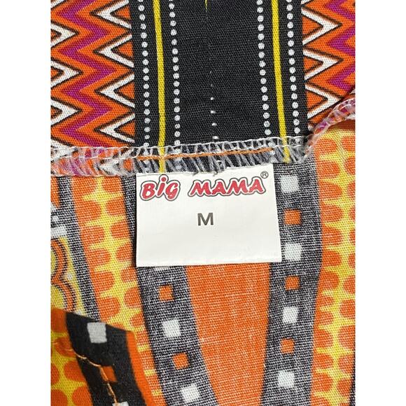 Big Mama Dashiki African Style Pullover Top Women's Medium Green and Orange - Picture 3 of 7